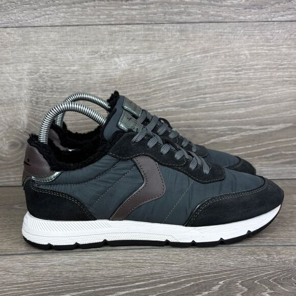 Voile Blanche Storm Fur-1B05 Women Sz 8/EU 39 Green Shearling Metallic Sneakers - Picture 1 of 11